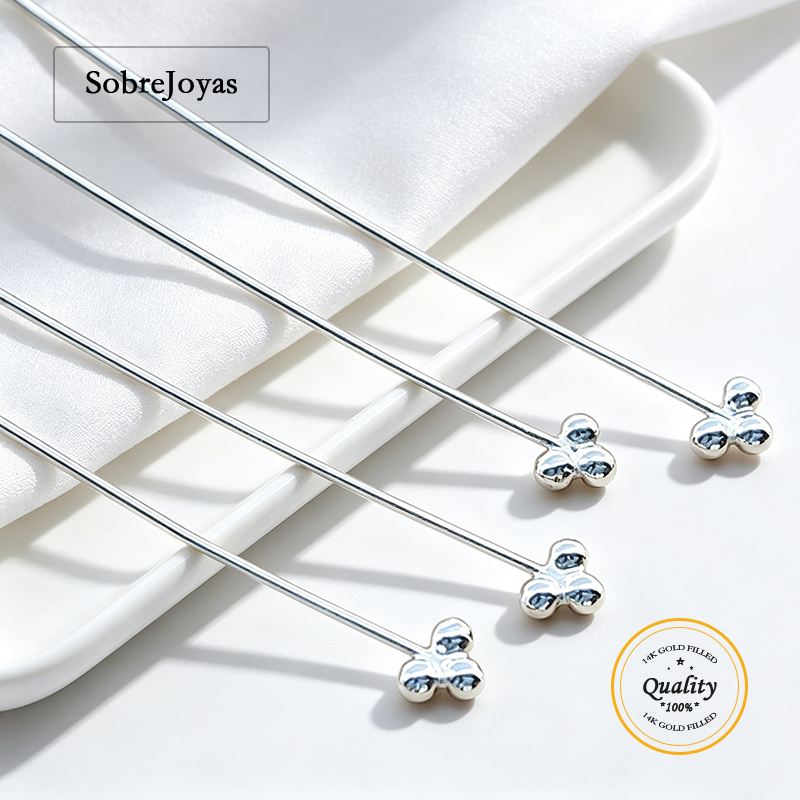 Jewelry Making Silver - เข็มหัวบอล 3 หัว ทำจากเงินแท้ 925 ประดับมุก