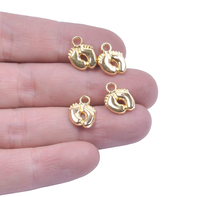 Jewelry Making 3 Year Old - 20-50pcs Charms เด็กเท้าทองจี้สําหรับเครื่องประดับทําผู้หญิง DIY Footprint สร้อยคอสร้อยข้อมือ
