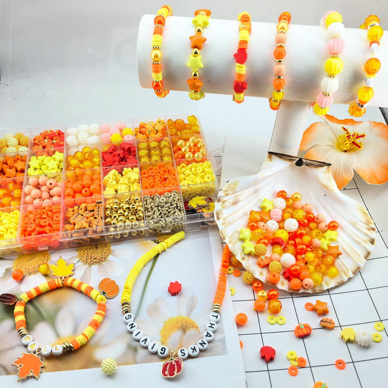 Jewelry Making For Teens - สร้อยข้อมือลูกปัดดินชุดแบน Preppy ลูกปัดอะคริลิคลูกปัดชุดสําหรับเครื่องประดับมิตรภาพทําสาววัยรุ่นหัตถกรรม DIY