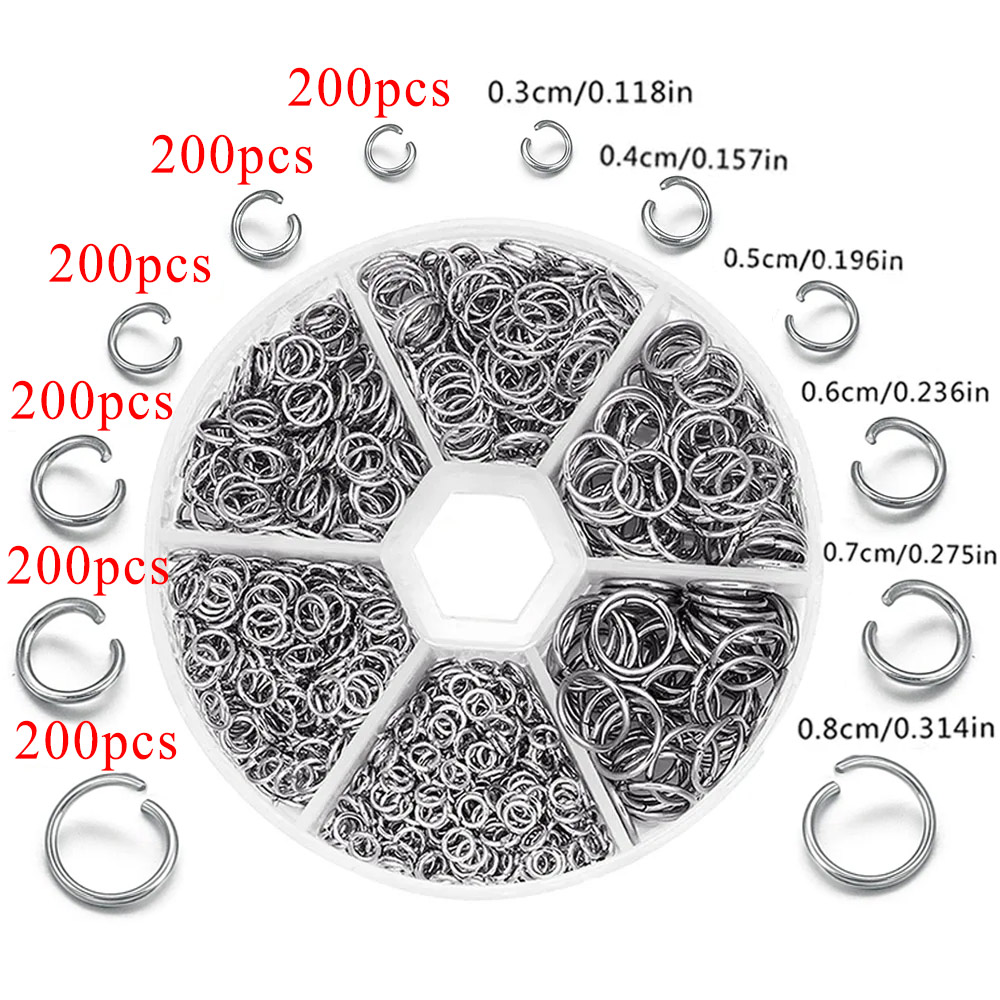 Jewelry Making Looper Tool - ห่วงสแตนเลส 1200 ชิ้น และห่วงแยกสำหรับเชื่อมต่อ ใช้ทำสร้อยคอ สร้อยข้อมือ