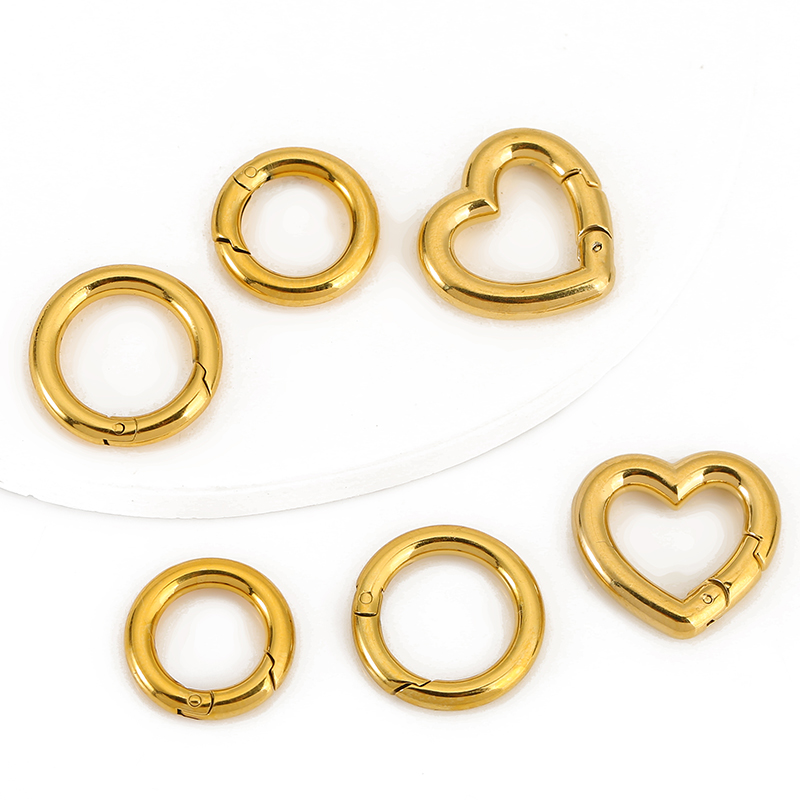 Jewelry Making Hobby - ตัวล็อกสแตนเลส 2 ชิ้น รูปหัวใจ วงกลม แบบก้ามปู
