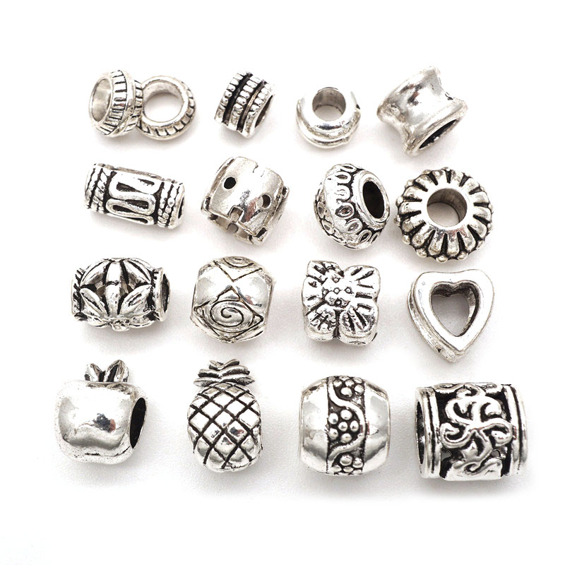 Jewelry Making Bali - ลูกปัดโลหะผสมเงินแบบทิเบตสไตล์บาหลี 20 ชิ้น รูใหญ่ สำหรับทำเครื่องประดับ DIY