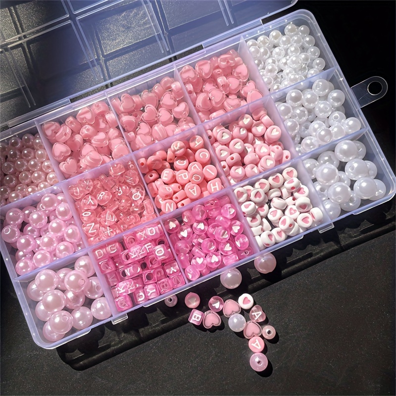 Jewelry Making Online - ชุดทำเครื่องประดับ DIY 10 ชิ้น ประกอบด้วยลูกปัดอะคริลิกสีชมพูและอุปกรณ์ทำเครื่องประดับทำมือ