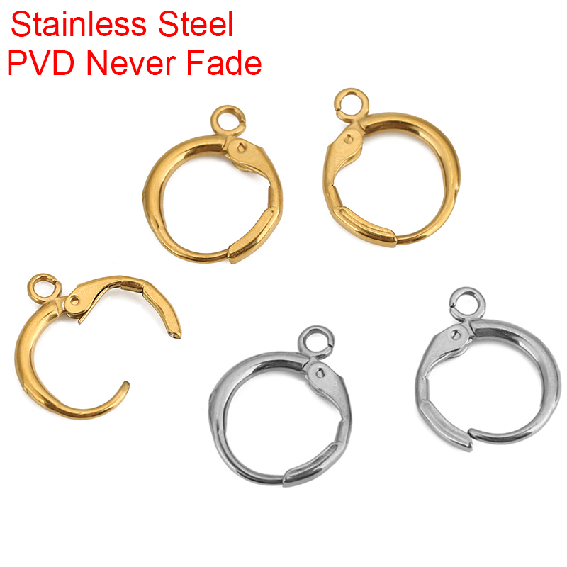 Jewelry Making Class - 10pcs PVD ไม่เคยจางหายสแตนเลสต่างหูตะขอห่วง 12 มม.Hypoallergenic ต่างหู