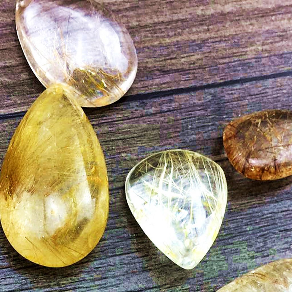 Jewelry Making For Teens - จี้คริสตัลสำหรับทำเครื่องประดับ สร้อยคอหินธรรมชาติ ควอตซ์รูไทเลตสีทอง ของขวัญสำหรับโยคะและวัยรุ่น