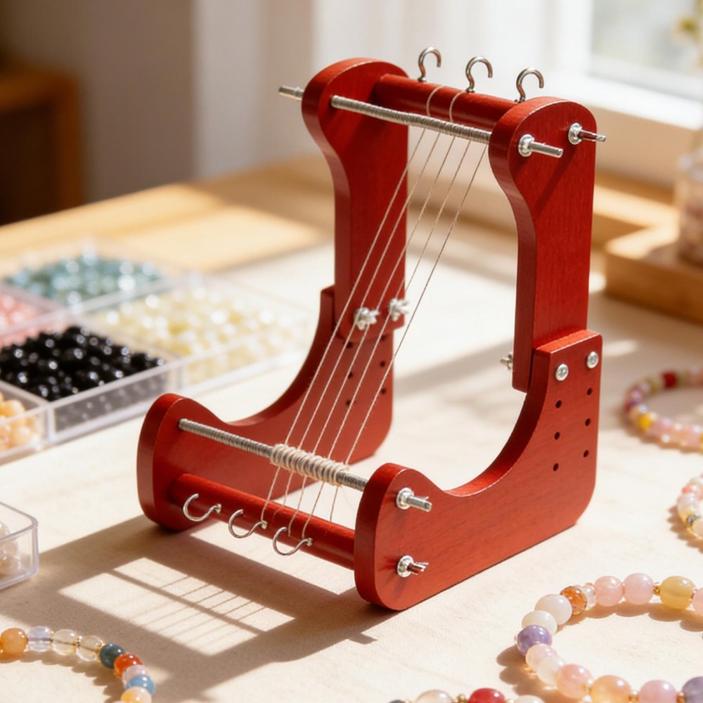 Jewelry Making With Beads - ชุดเครื่องมือถักลูกปัดไม้ ปรับความยาวได้ อุปกรณ์ถักทอแบบตั้งโต๊ะสำหรับทำสร้อยข้อมือ สร้อยคอ เครื่องประดับ DIY
