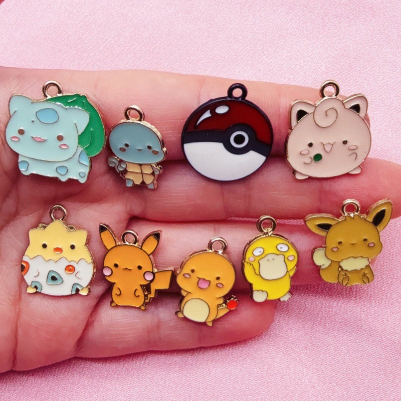 Jewelry Making Party - 10 ชิ้น อุปกรณ์ตกแต่งเครื่องประดับลายการ์ตูนแบบเคลือบน้ำมัน สำหรับทำสร้อยข้อมือ DIY จี้พวงกุญแจ
