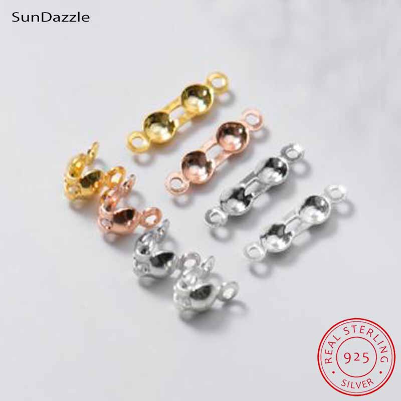 Jewelry Making Hobby - ตัวล็อคปลายลูกปัดเงินแท้ 925 จำนวน 4 ชิ้น ตัวเชื่อมต่อแบบหนีบสีทอง