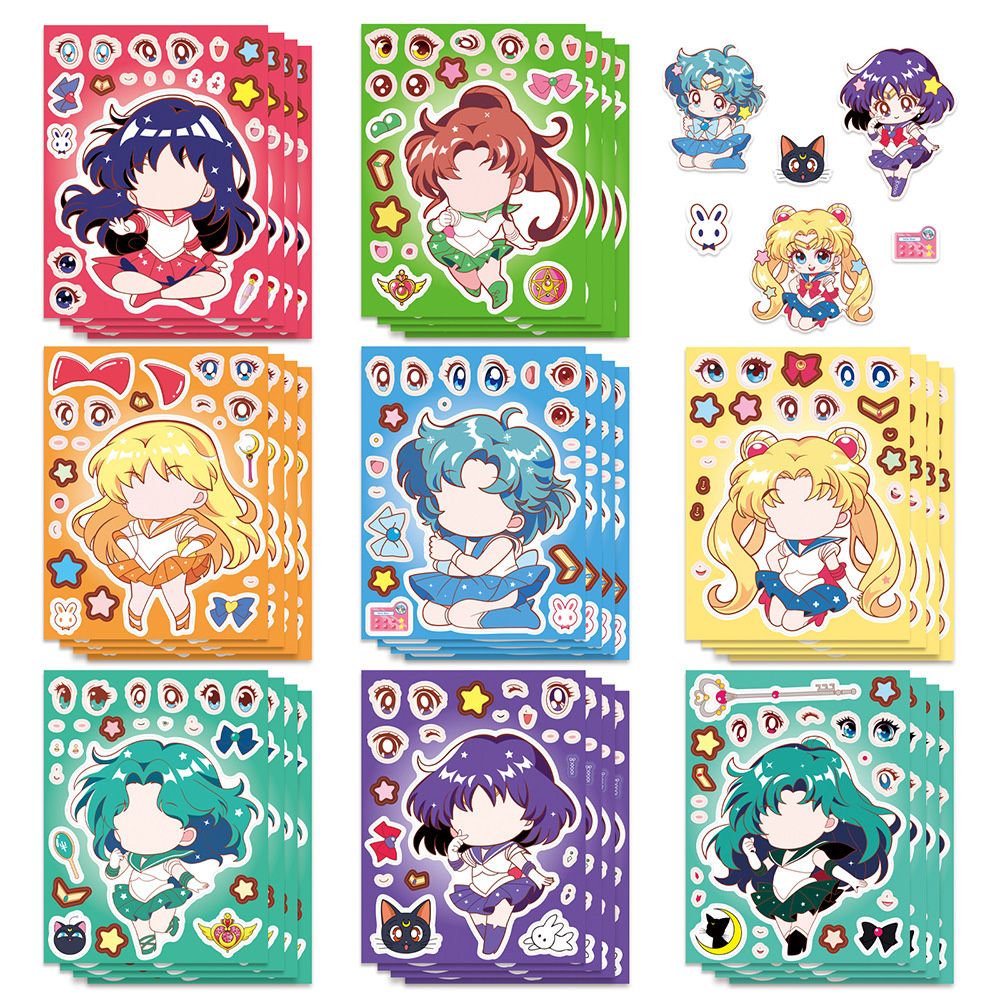 Jewelry Making Party - 8/16PCS เซเลอร์มูน ตัวต่อเปลี่ยนหน้า DIY สติ๊กเกอร์ -
