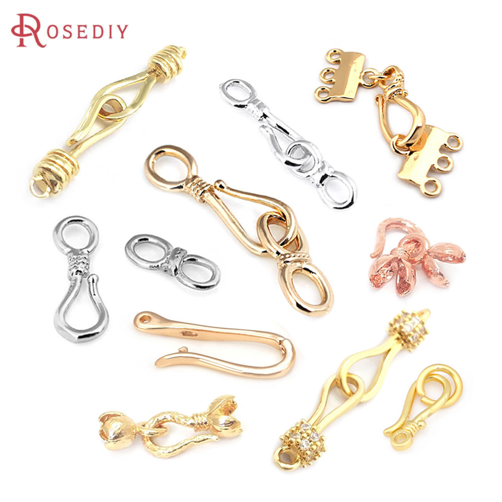 Jewelry Making Silver - 18K Gold สีเงินสีทองเหลืองสร้อยคอสร้อยข้อมือ Clasps Connector คุณภาพสูง