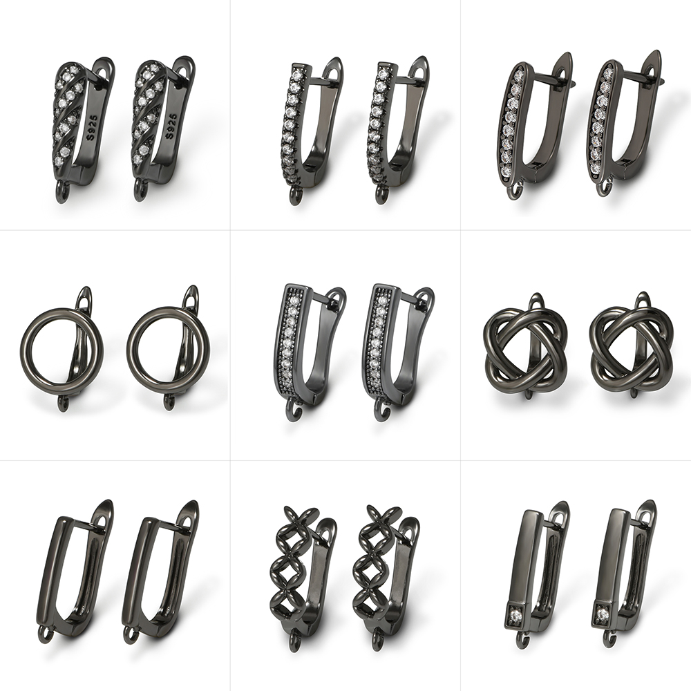 Jewelry Making Hobby - YANASI ต่างหูทองเหลืองสีดำ 1 คู่ สำหรับทำเครื่องประดับ DIY
