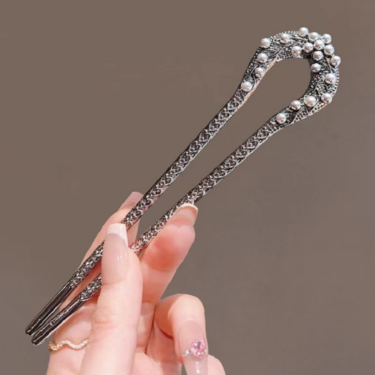 Jewelry Making With Beads - New Pearl U Shaped Hairpin สําหรับผู้หญิงปืน-สีดําเครื่องประดับผมสาวอินเทรนด์