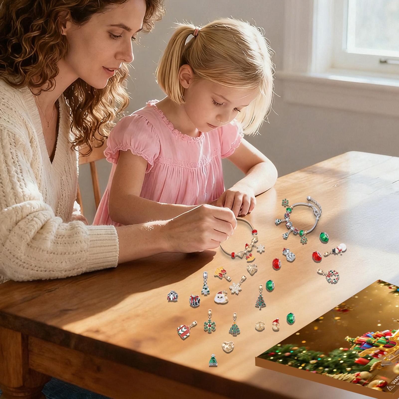 Jewelry Making For Teens - สร้อยข้อมือปฏิทินนับถอยหลัง 24 วัน สำหรับทำเครื่องประดับ ลูกปัดชาร์ม สร้อยข้อมือสำหรับเด็ก