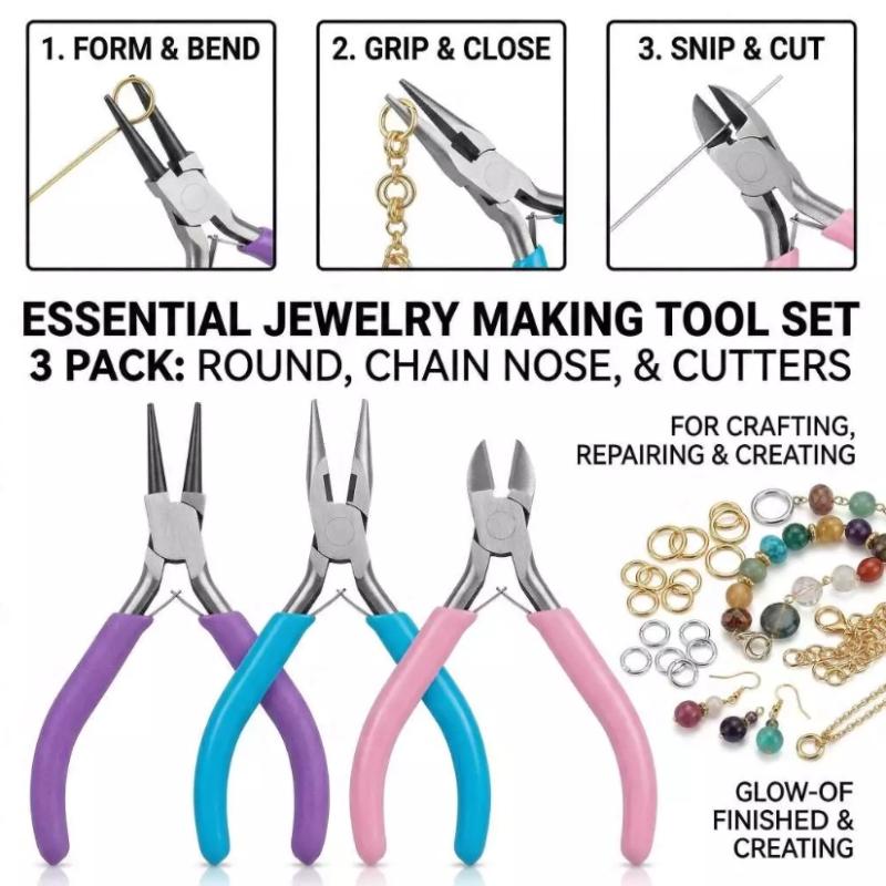 Jewelry Making Classes - ชุดเครื่องมือคีมทำเครื่องประดับ ด้ามจับกันลื่น สแตนเลส สำหรับงานฝีมือในโรงเรียน โครงการทำเครื่องประดับ DIY