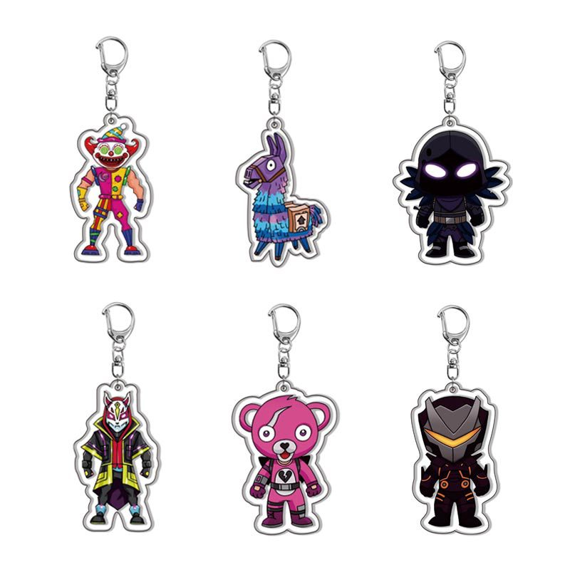 Jewelry Making Party - การ์ตูนเกม 6 ชิ้น ฟอร์ทไนท์ พวงกุญแจอะคริลิกสองด้านยอดนิยม ของตกแต่งกระเป๋าเป้สะพายหลัง