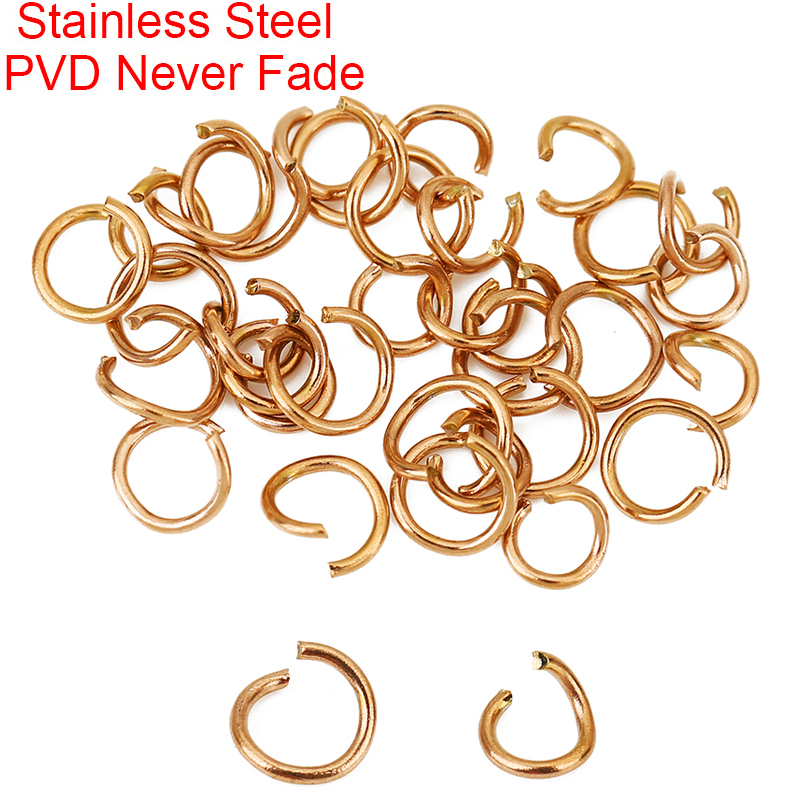 Jewelry Making Looper Tool - ห่วงเปิดสแตนเลสชุบทองคำสีกุหลาบ 100 ชิ้น ขนาด 3 4