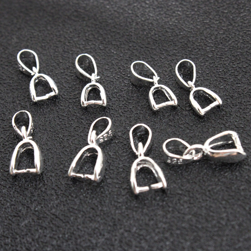 Jewelry Making Silver - 10 ชิ้น ตัวล็อกจี้แบบหนีบ ทำจากทองแดงชุบเงินแท้ 925 สำหรับทำสร้อยคอ