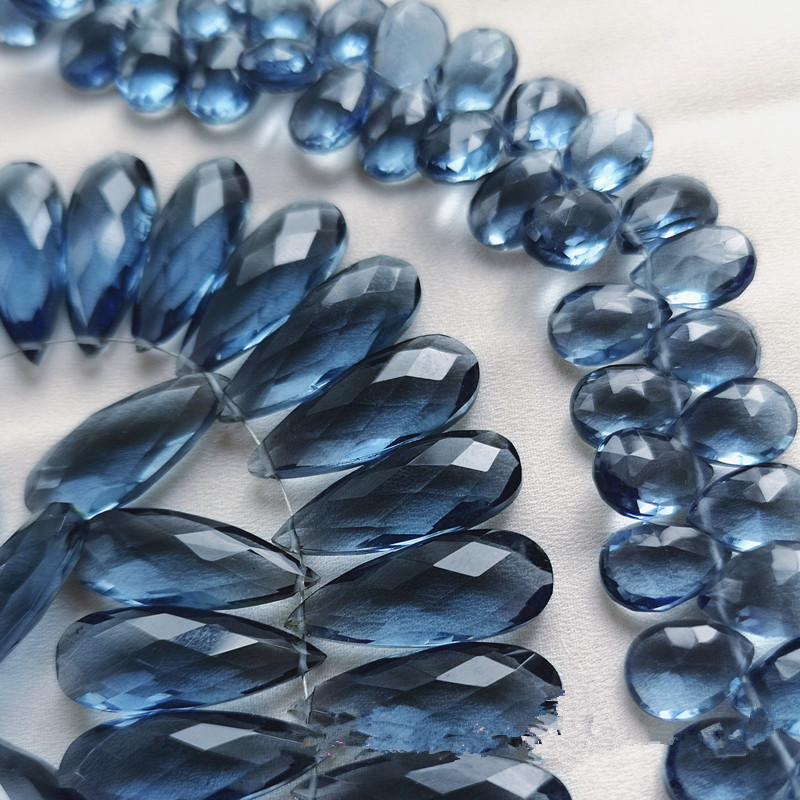 Jewelry Making In London - 2 ชิ้นลูกปัดหลวมลอนดอนบลูสีควอตซ์หยดน้ำทรงลูกแพร์ 8*20 มม.สำหรับ DIY ทำเครื่องประดับ