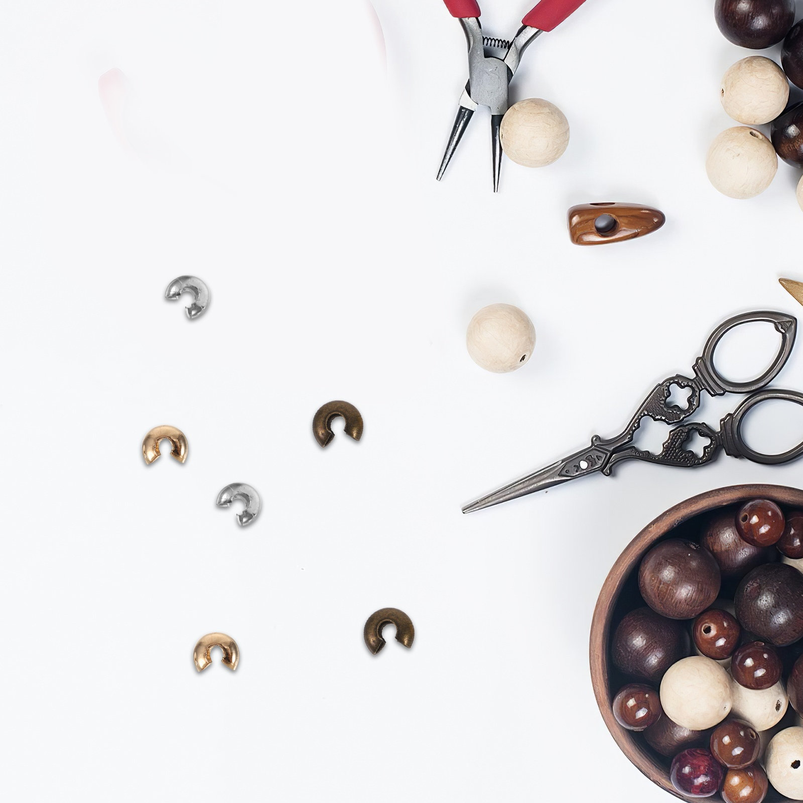 300 ชิ้น ฝาครอบคริมป์ครึ่งวงกล - Jewelry Making Silver บทวิจารณ์และราคา