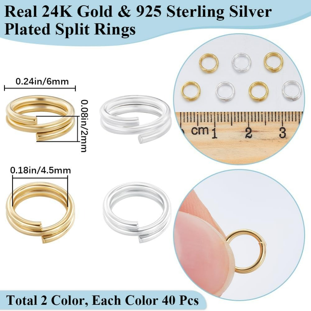 1 กล่อง 80 ชิ้นแหวนกระโดดแยก 2 - Jewelry Making Silver บทวิจารณ์และราคา